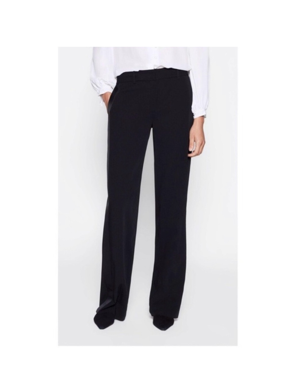 Equipment Black Wide-Leg Trousers with Side Satin Stripe